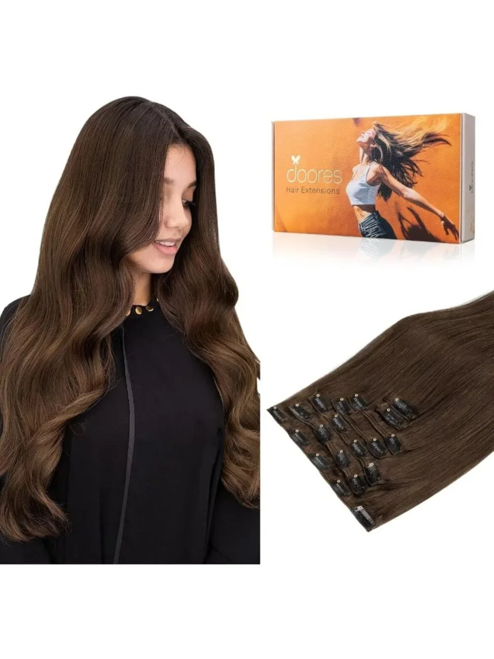 Clip-In Human Hair Extensions - Easy 5-Minute Installation, Natural Look